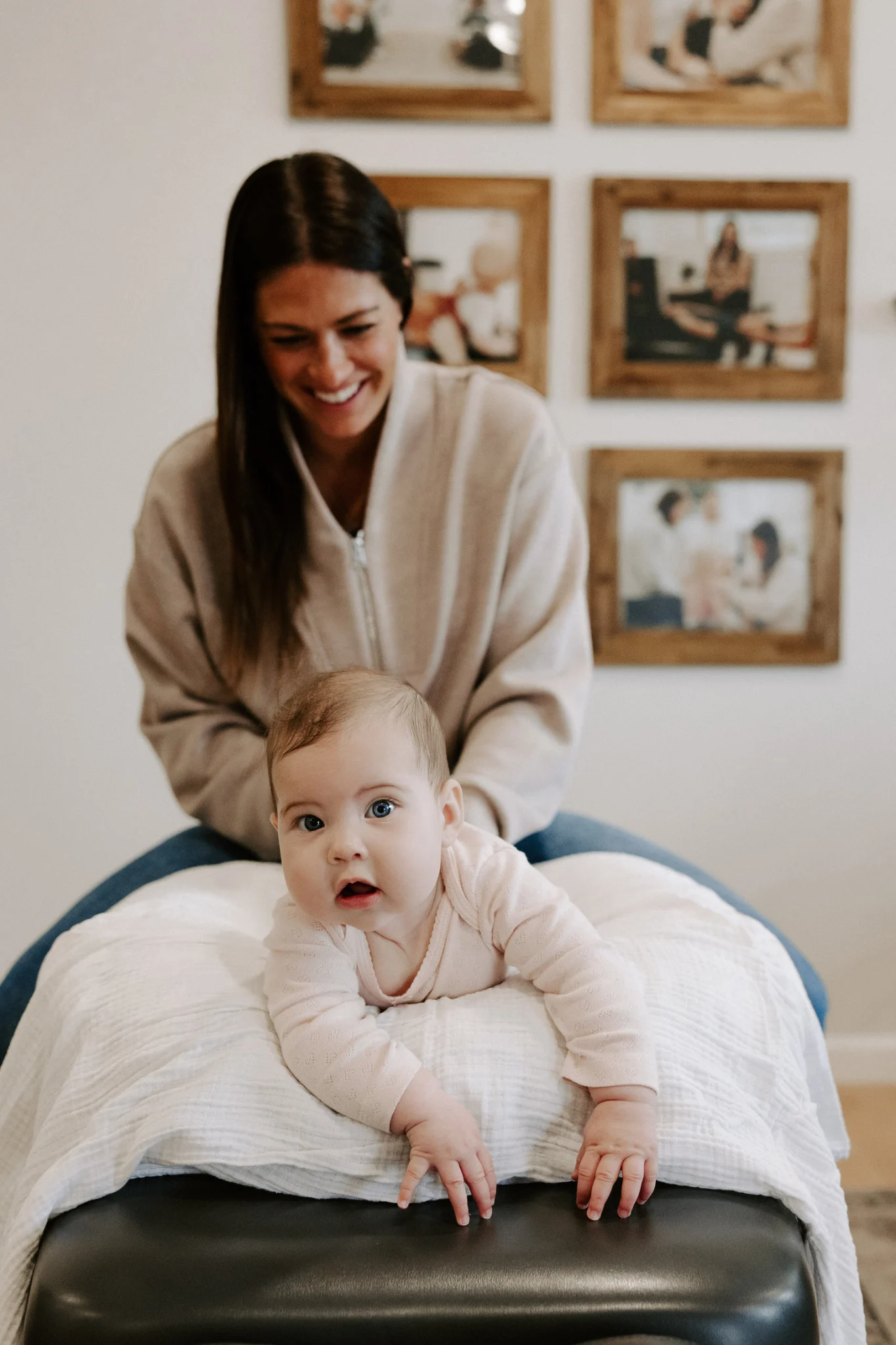 Baby receiving gentle pediatric chiropractic care